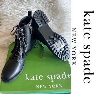 Kate Spade Fur Trim Black Combat Boots*NWB